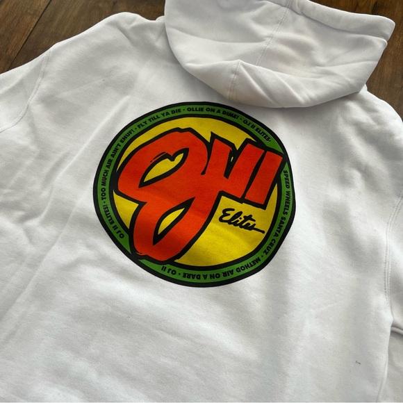 NHS OJ Wheels Mens White Skate Hoodie - Heavyweight, Lightly Worn - Picture 3 of 6